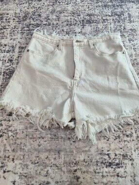 Levi Frayed Hem Women's Cream Denim Shorts